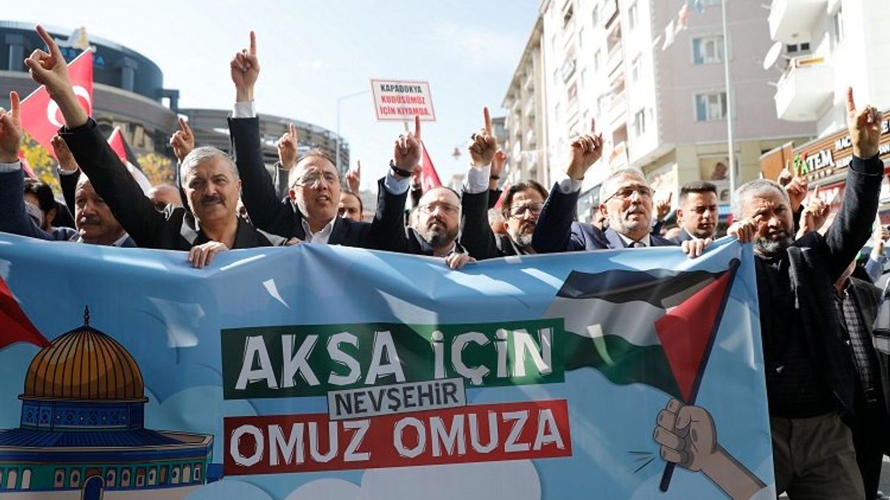 Nevşehir'de Filistin için destek yürüyüşü
