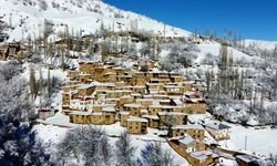 Bitlis’teki taş evlerde kış manzarası