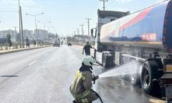 Mazot yüklü tanker alev aldı