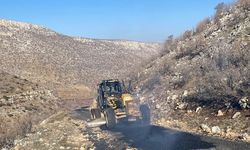 Hasankeyf'te köy yolunda asfaltlama çalışması