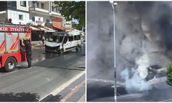 Diyarbakır’da yolcu minibüsü yandı