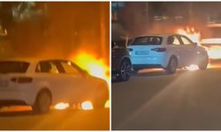 Park halindeki otomobilde yangın