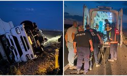Şarampole devrilen TIR'ın şoförü yaralandı