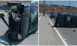 Kilis’te, hafif ticari araç takla attı: 4 yaralı