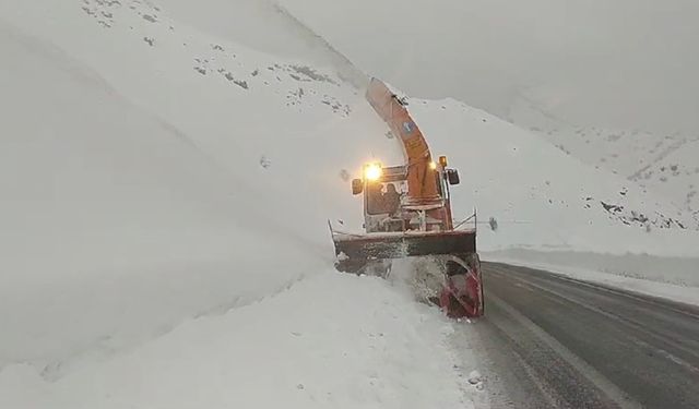 Yüksekova-Şemdinli yolunda kar temizleme