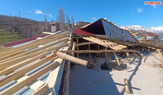 Derecik'te fırtına evlerin çatısını uçurdu