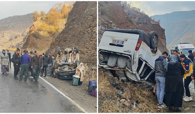 Hakkari Çukurca’da takla atan minibüste 11 yaralı