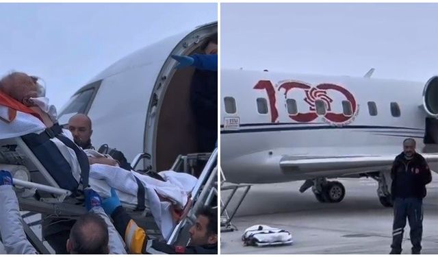 Ambulans 90 yaşındaki hasta için havalandı