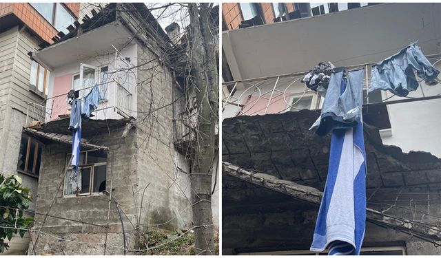 Çamaşır asmaya çıktığı balkon çöktü