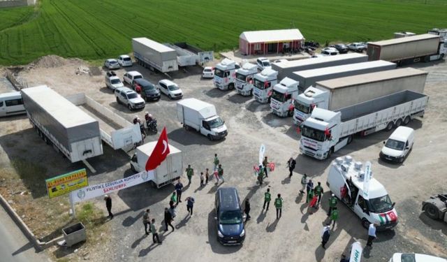 Tır konvoyu destek için yola çıktı