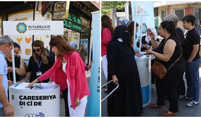 Diyarbakır Büyükşehi, Bağlar’da kurduğu stantta halkı dinliyor