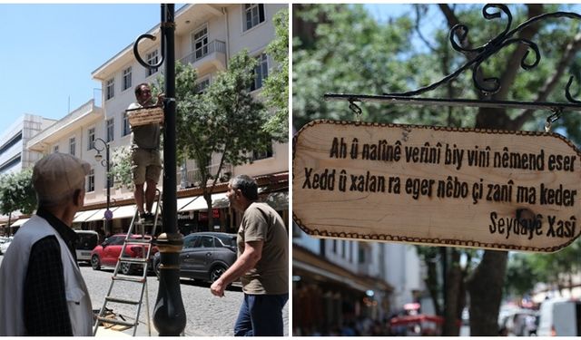 Diyarbakır Sur’da Gazi Caddesi Kürt şairlerin beyitleriyle süslendi