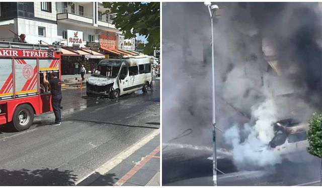 Diyarbakır’da yolcu minibüsü yandı