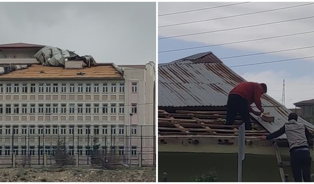 Van’da fırtına çatıları uçurdu
