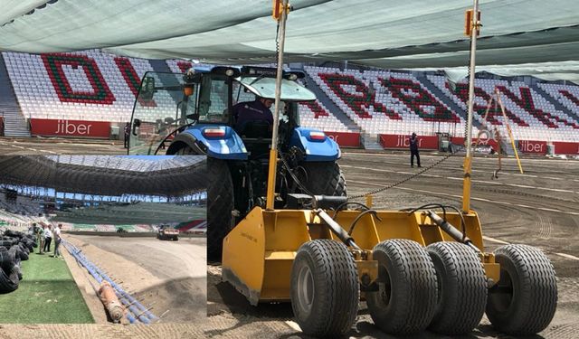 Amedspor için zemin lazer ile döşeniyor