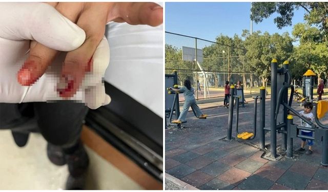 7 yaşındaki çocuk, parmağını spor aletine sıkıştırdı