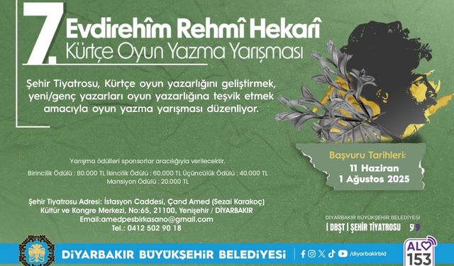 Diyarbakır Büyükşehir Kürtçe oyun yazma yarışması düzenliyor