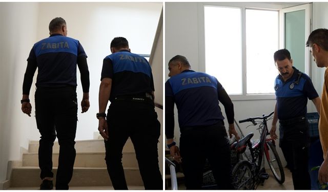 Kayapınar zabıtasından yangın merdiveni denetimi