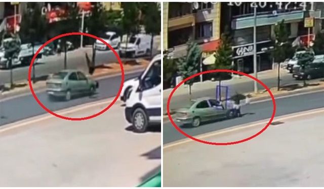 Diyarbakır'da otomobilin yayaya çarptığı kaza anı