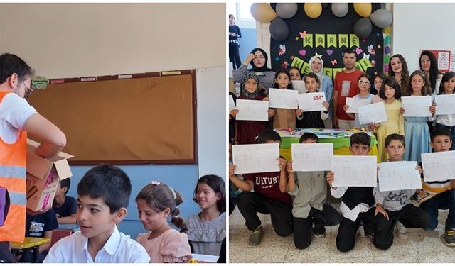 Urfa Siverek'te öğrencilere karne günü dondurma ve kek ikramı