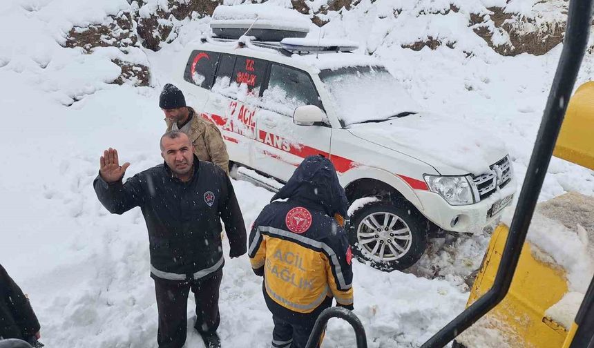 Siirt'te sağlık ekiplerinin karla mücadelesi  