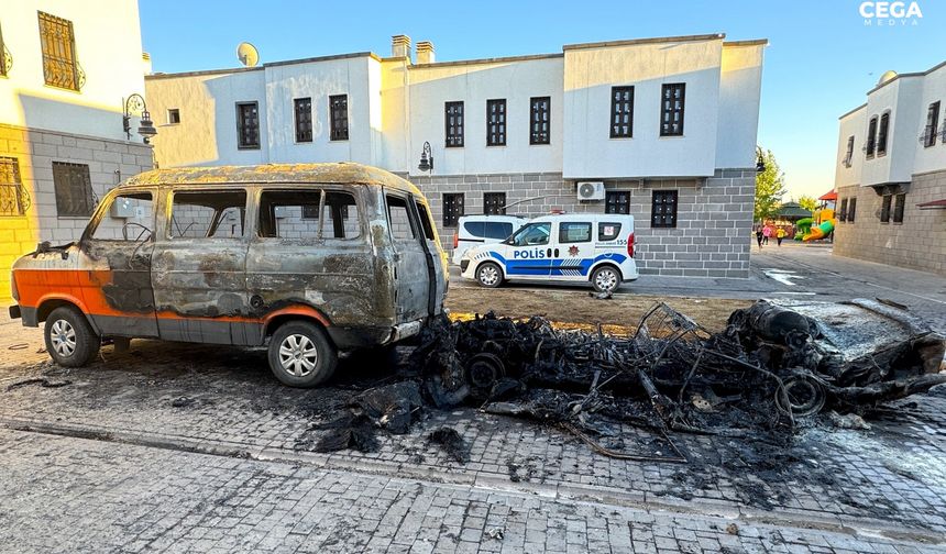 Diyarbakır'da park halindeki 2 araç yandı