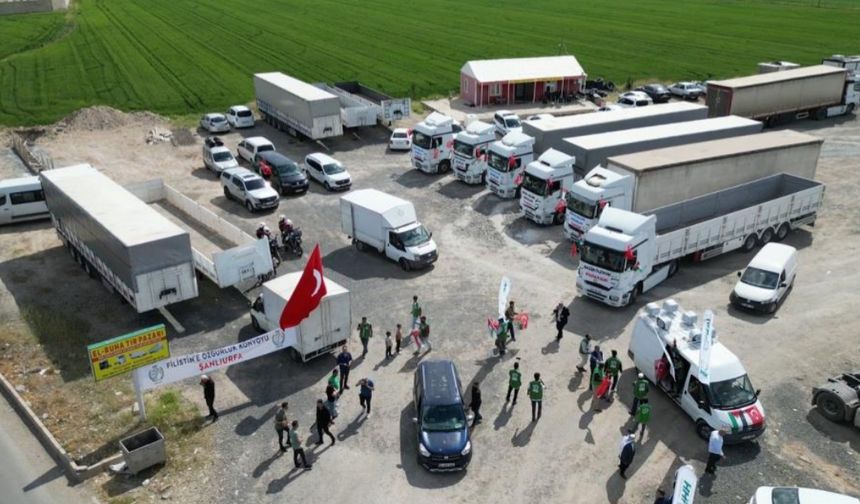 Tır konvoyu destek için yola çıktı