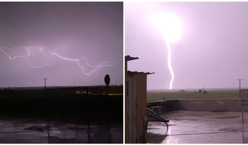 Mardin’de şimşekler geceyi aydınlattı