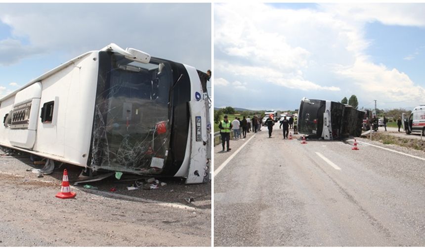 Konya'da otobüs devrildi: 13 yaralı