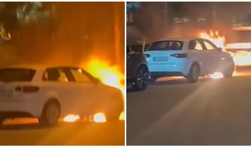 Park halindeki otomobilde yangın