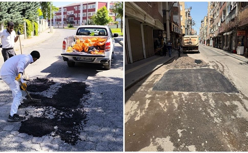 Bağlar’da Mobil Asfalt Onarım ekibi sahada